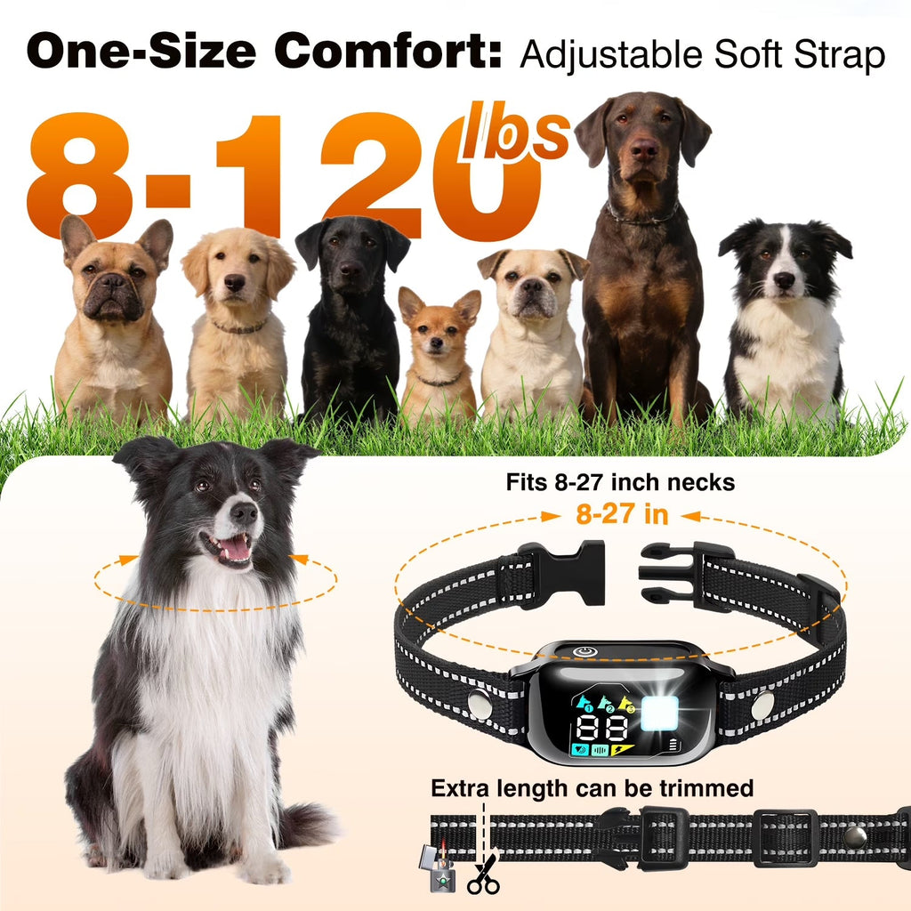 PetJoy Dog Shock Collar with Remote - 3300Ft Dog Training Collar with Beep Vibration & Static Modes, IPX7 Waterproof Dog Bark Collar for Small Large Medium Dogs with Reflective Flashlight & Strap