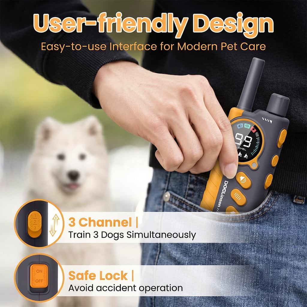 Paipaitek Dog Training Collar for 2 Dogs with Remote, 3300ft Long Range, 3 Modes (Shock, Vibration, Beep), IPX7 Waterproof Rechargeable E-Collar for Small Medium Large Dogs