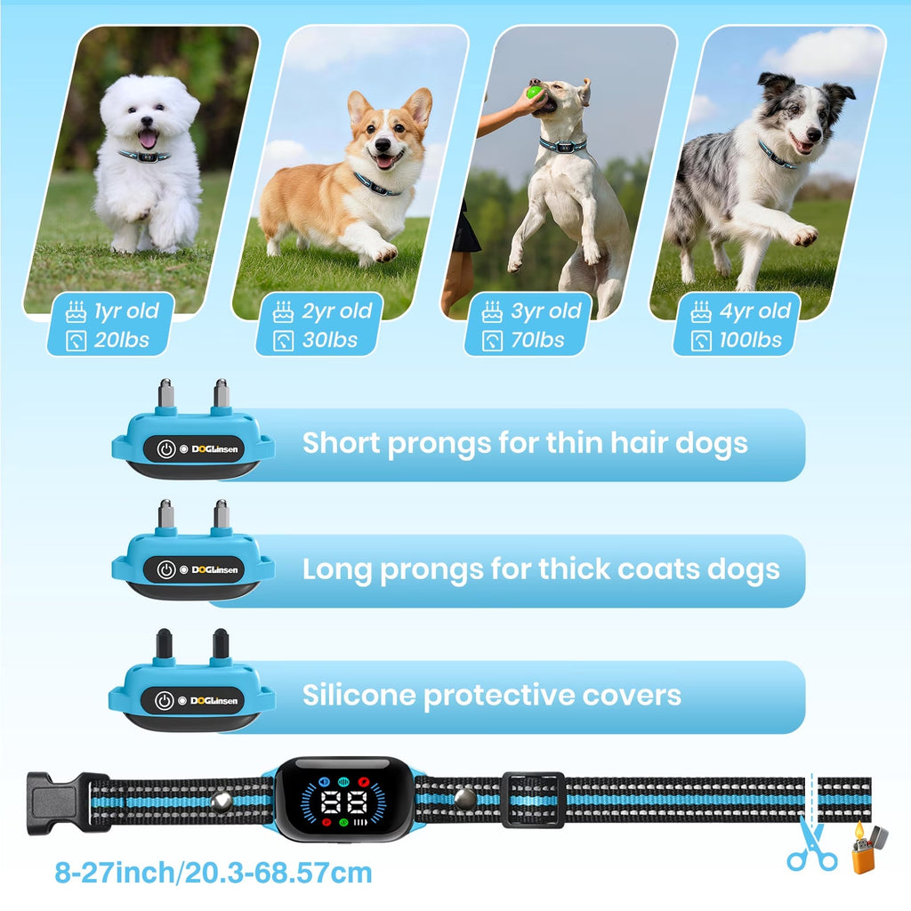 PetJoy 2 in 1 Dog Training Collar with Remote 3 Pack Dog Shock Collar ，3300Ft Anti Bark Collar for Small Large Dogs,IPX7 Waterproof