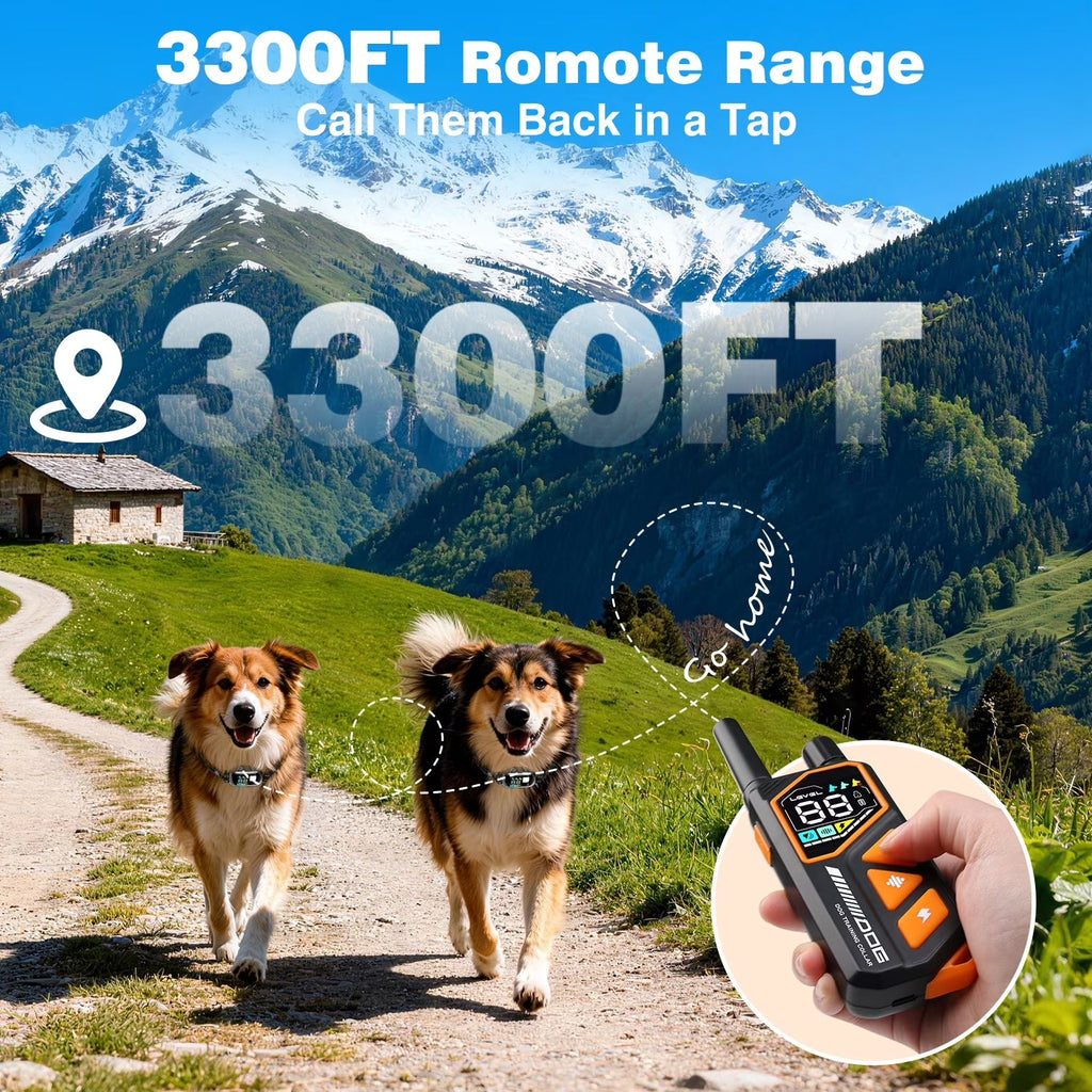 PetJoy Dog Shock Collar with Remote - 3300Ft Dog Training Collar with Beep Vibration & Static Modes, IPX7 Waterproof Dog Bark Collar for Small Large Medium Dogs with Reflective Flashlight & Strap