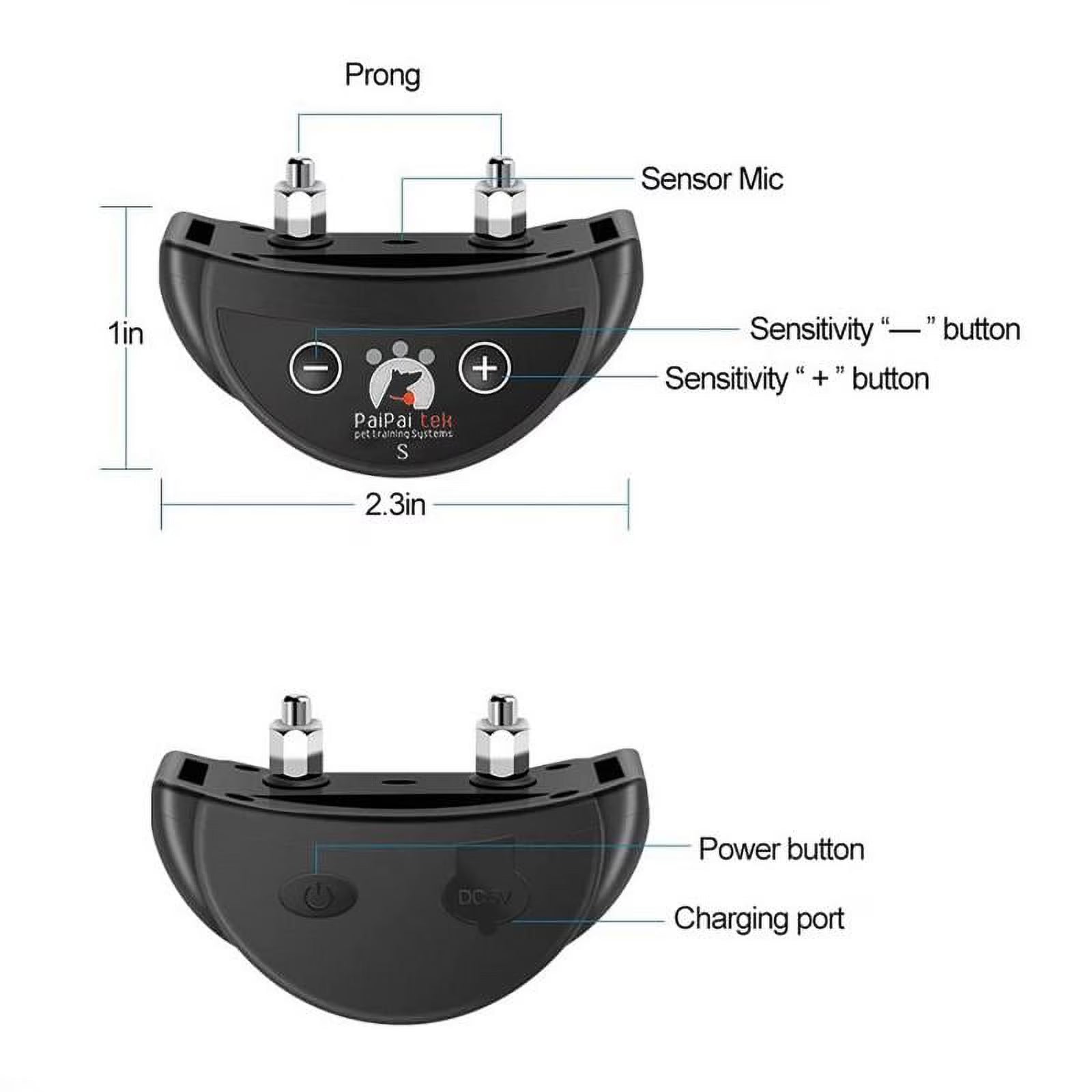 Paipaitek Dog Bark Collar,Automatic Shock & Beep,Waterproof & Rechargeable,For Small to Large Dogs,Black,3pcs
