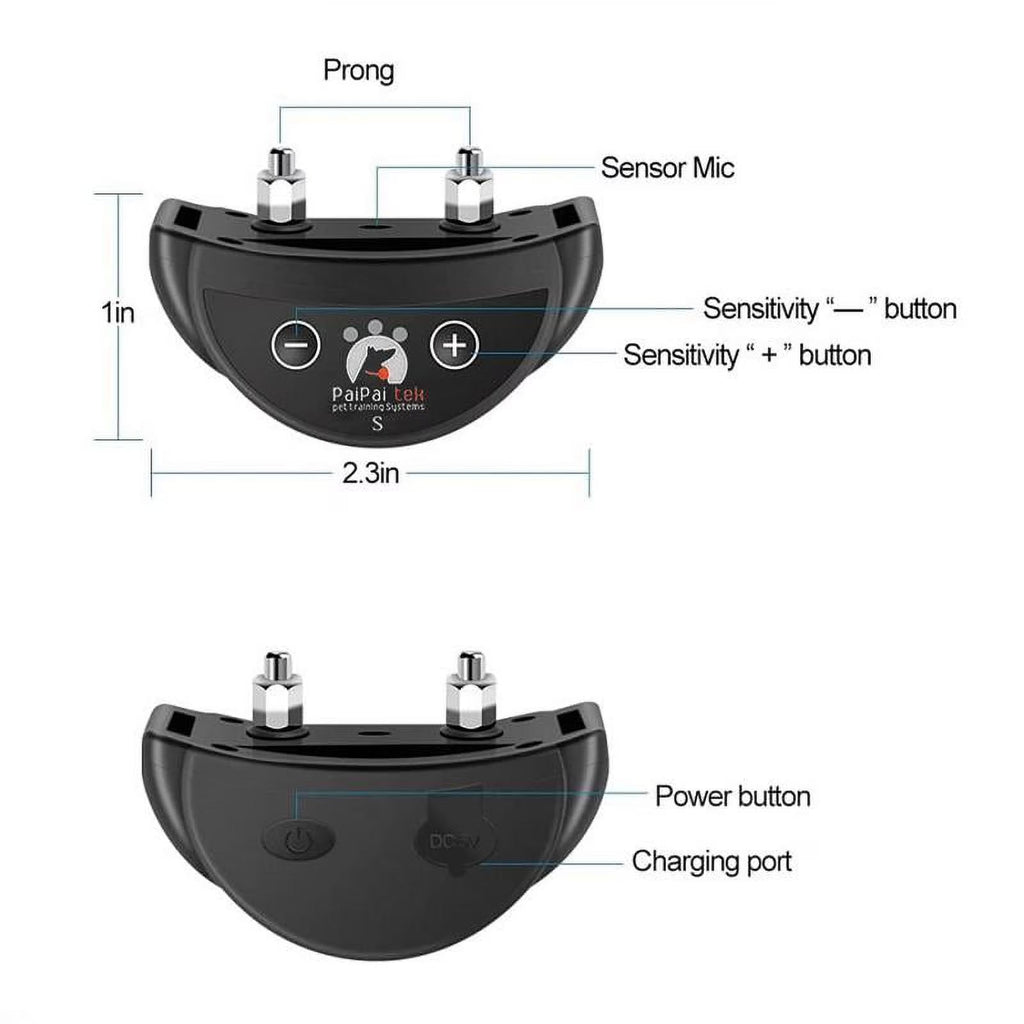 Paipaitek Dog Bark Collar,Automatic Shock & Beep,Waterproof & Rechargeable,For Small to Large Dogs,Black
