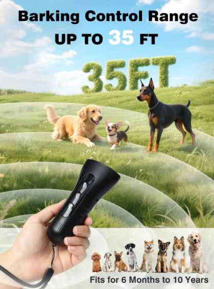 Paipaitek Dog Bark Deterrent Devices for Own or Neighbor's Dog, 35FT Range Anti Barking Device for Dogs Safe & Effective Stop Barking Dog Training Devices, Portable Bark Guard for Dogs Indoor Outdoor