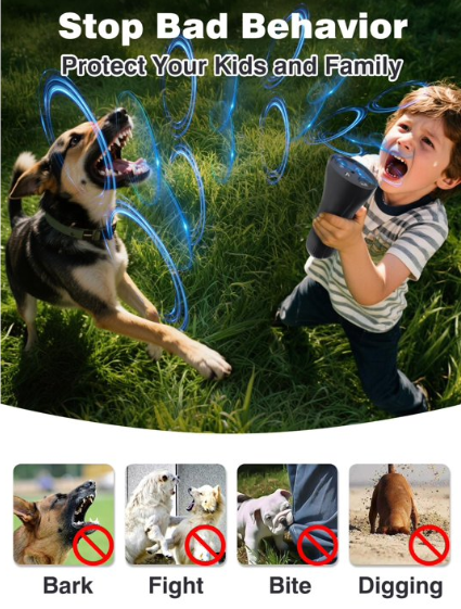 Paipaitek Dog Bark Deterrent Devices for Own or Neighbor's Dog, 35FT Range Anti Barking Device for Dogs Safe & Effective Stop Barking Dog Training Devices, Portable Bark Guard for Dogs Indoor Outdoor