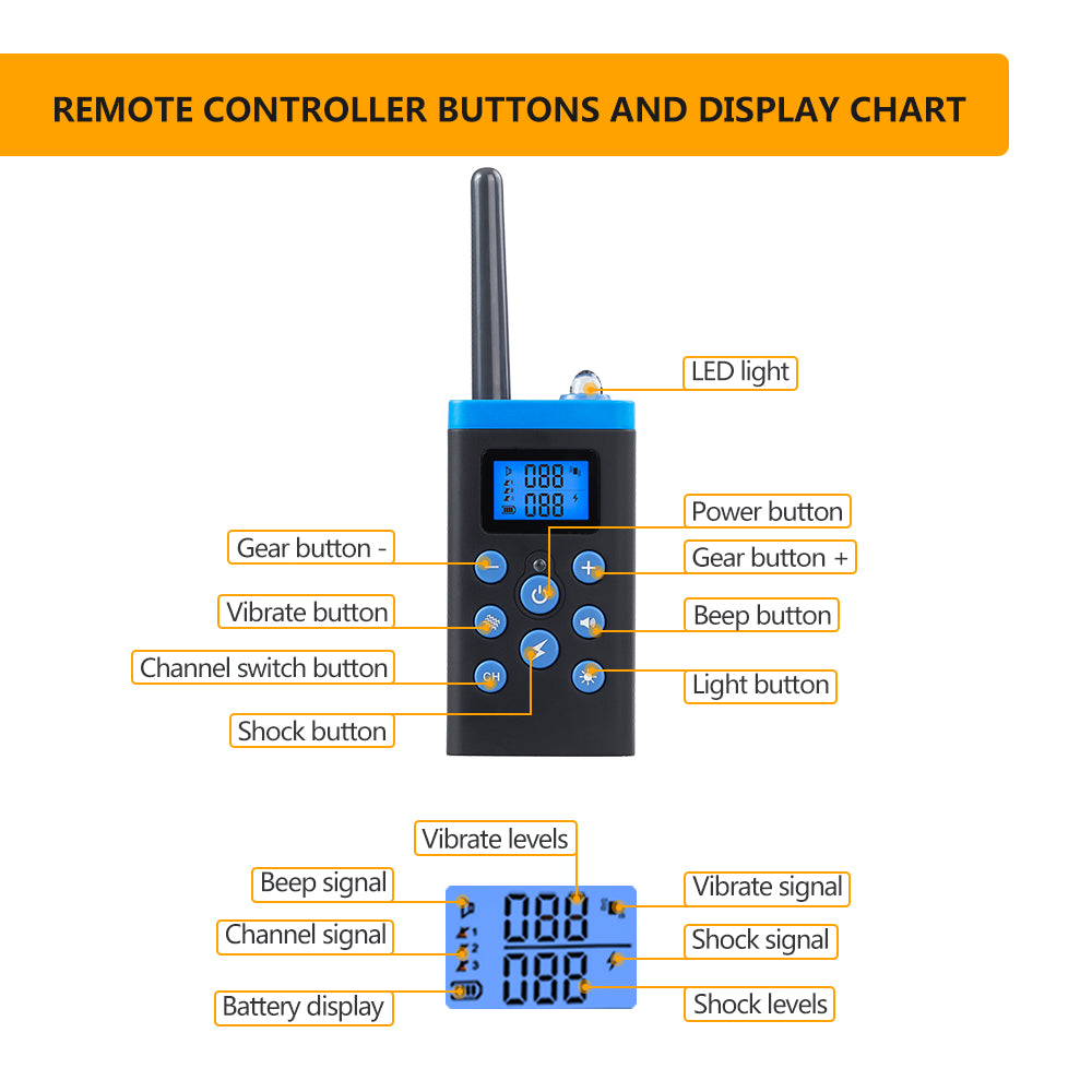 PD 525-TIO 2 IN 1 Dog Remote Training Collar Automatic Stop Barking With Shock